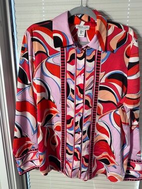 Rachel Zoe XL Abstract Print Blouse | Bold Designer Statement Top